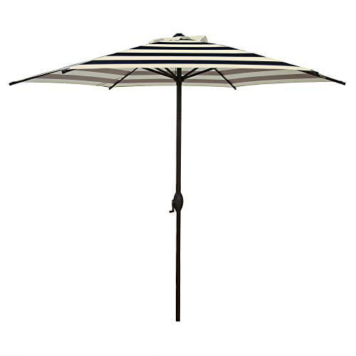 Black and Cream Stripe Abba Patio 9' Patio Umbrella Market Umbrella Outdoor Table Umbrella with Push Button Tilt & Crank for Patio 